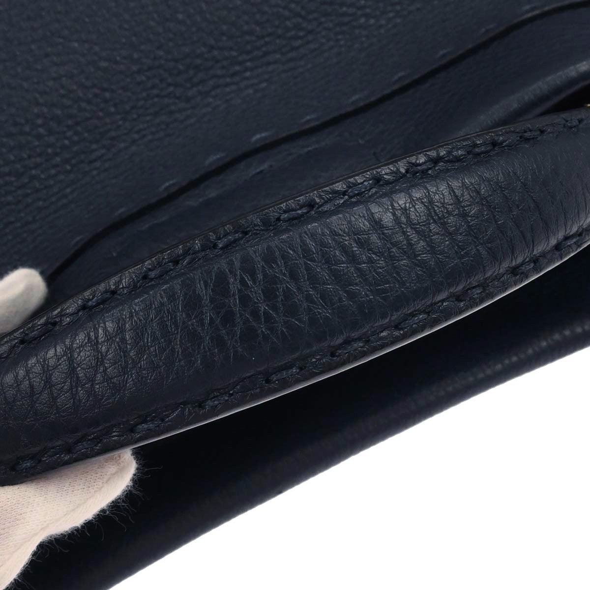 Fendi Selleria Peekaboo Fit Bag Leather, NAVY, LEATHER, Handbag