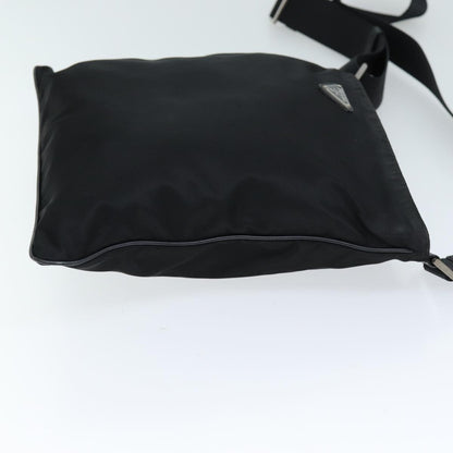 Prada Flat Messenger Bag Tessuto, BLACK, NYLON, Shoulder bag