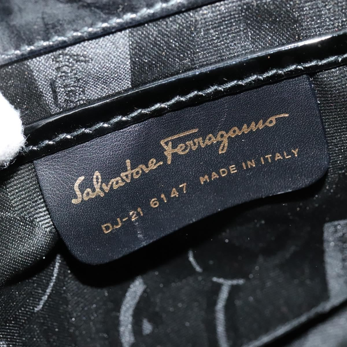 Salvatore Ferragamo Gancini Flap Drawstring Backpack Patent leather, BLACK, PATENT_LEATHER, Backpack