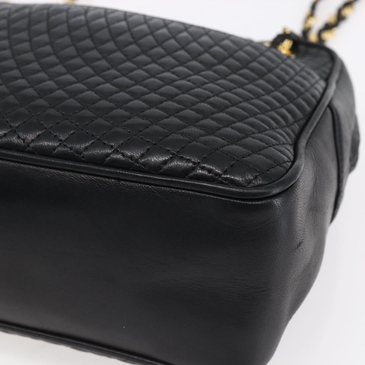 Bally Vintage Chain Shoulder Bag Quilted Leather, BLACK, LEATHER, Shoulder bag