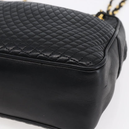 Bally Vintage Chain Shoulder Bag Quilted Leather, BLACK, LEATHER, Shoulder bag