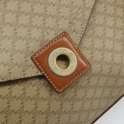 Celine Circle Logo Macadam Pouch Canvas and Leather, BEIGE, CANVAS, Clutche & pouche