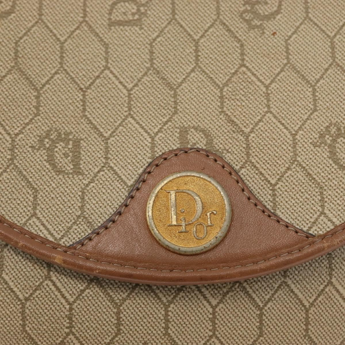 Christian Dior Vintage Honeycomb Flap Crossbody Bag Canvas and Leather, BEIGE, CANVAS, Shoulder bag