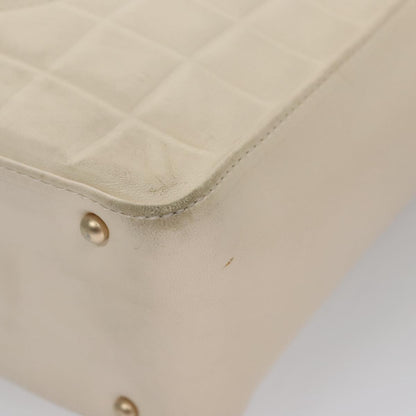 Chanel Chocolate Bar CC Shoulder Bag Quilted Leather, White, Leather, Shoulder Bag