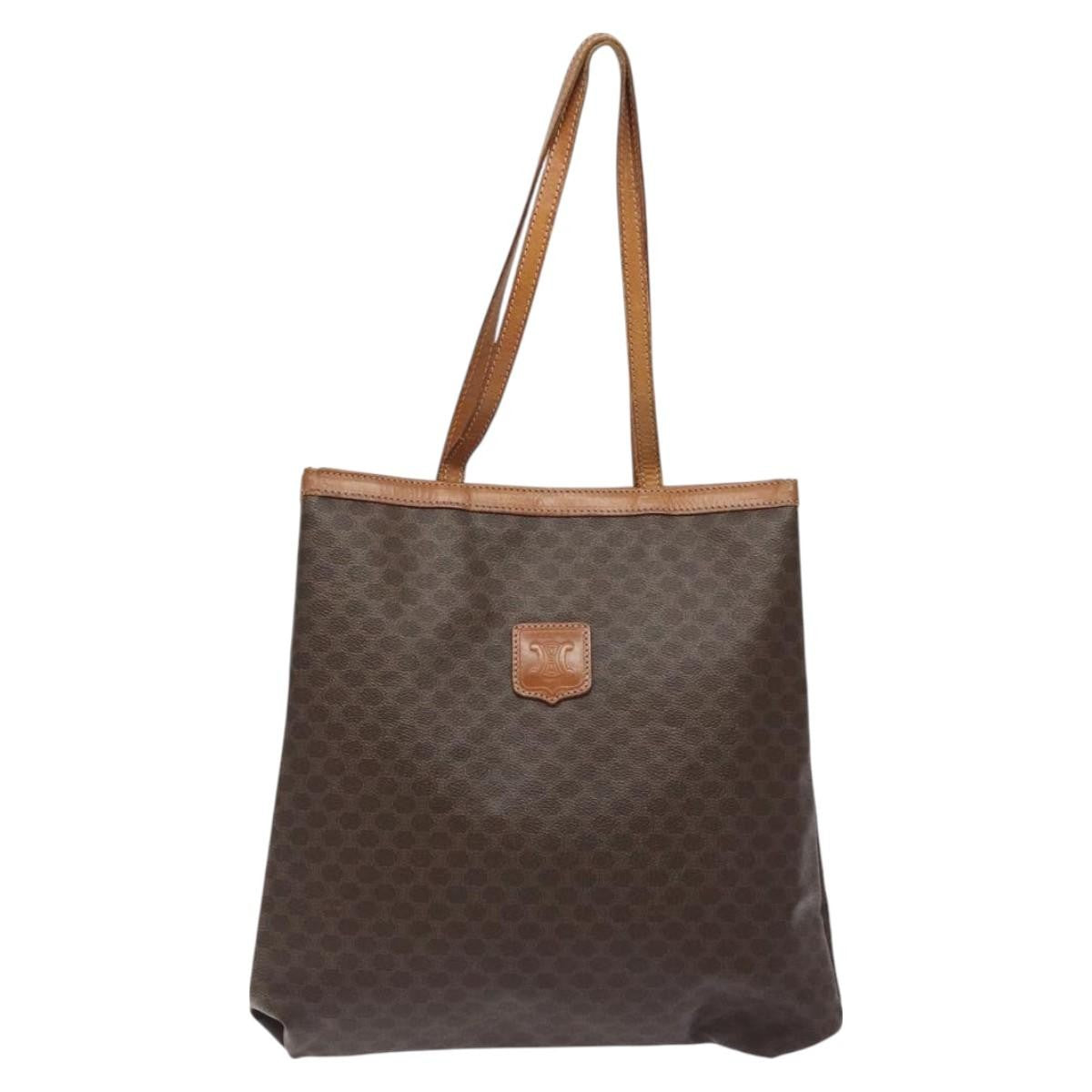 Celine Vintage Macadam Tote bag Canvas and Leather, BROWN, CANVAS, Tote bag
