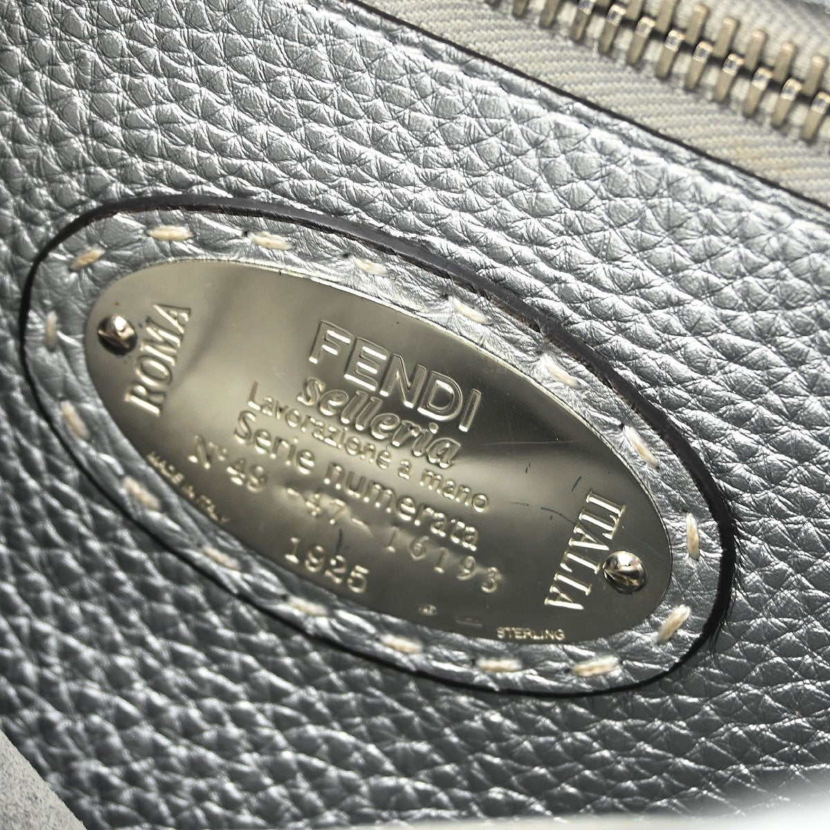 Fendi Selleria Peekaboo Bag Rigid Leather, SILVER, LEATHER, Handbag