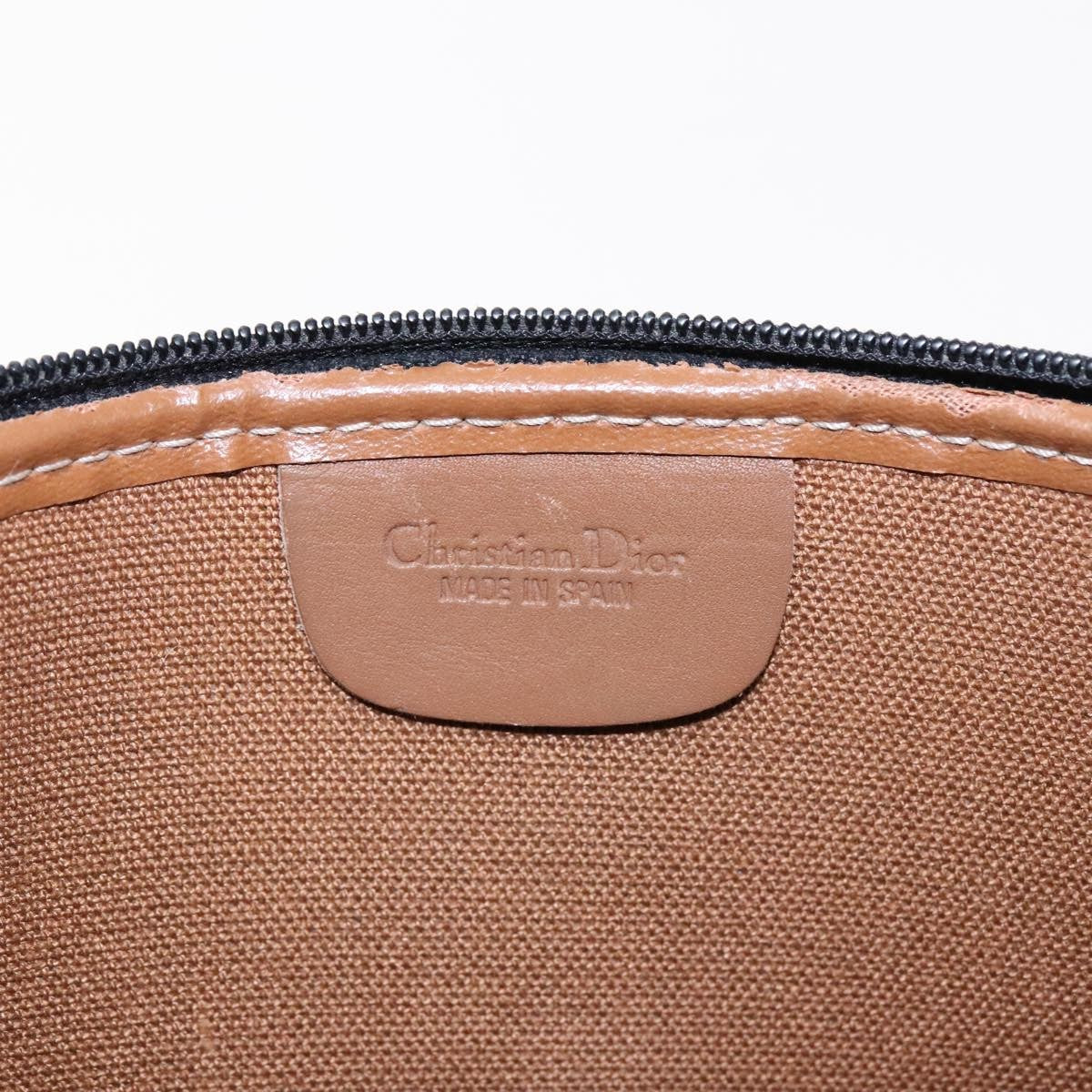 Christian Dior Vintage Honeycomb Zip Pouch Coated Canvas, BLACK, PVC, Clutche & pouche
