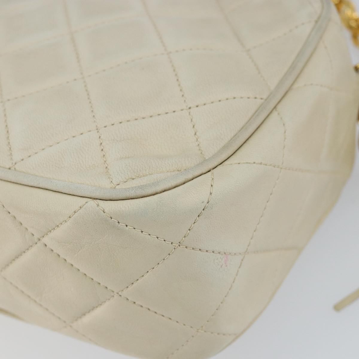 Chanel Vintage Front Pocket Camera Bag Quilted Lambskin, BEIGE, LEATHER, Shoulder bag