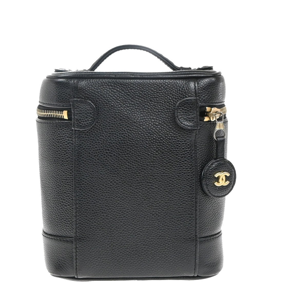 Chanel Vintage Timeless Cosmetic Case Caviar, BLACK, LEATHER, Handbag