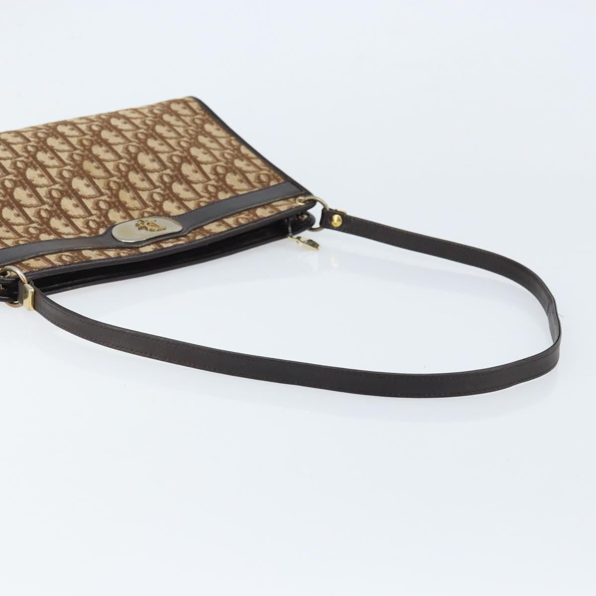 Christian Dior Vintage Trotter Shoulder Bag Canvas, BEIGE, CANVAS, Shoulder bag