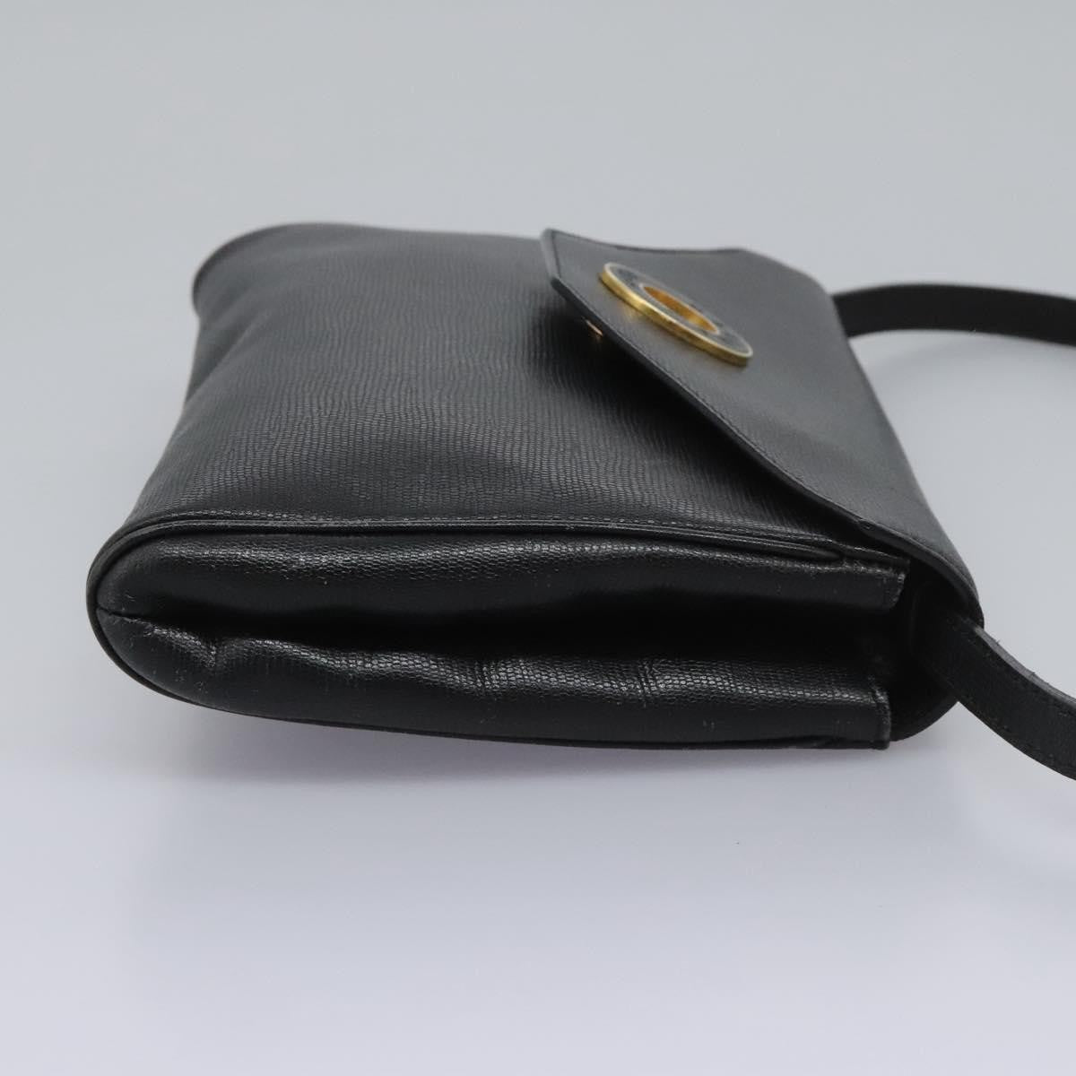 Celine Vintage Circle Logo Crossbody Bag Leather, BLACK, LEATHER, Crossbody bag