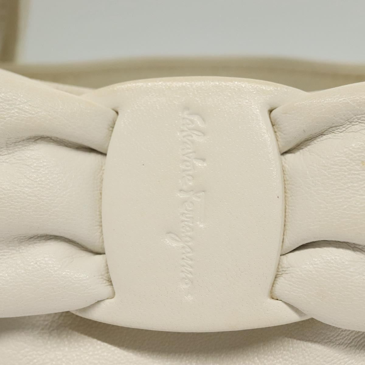 Salvatore Ferragamo Vala Leather, WHITE, LEATHER, Handbag
