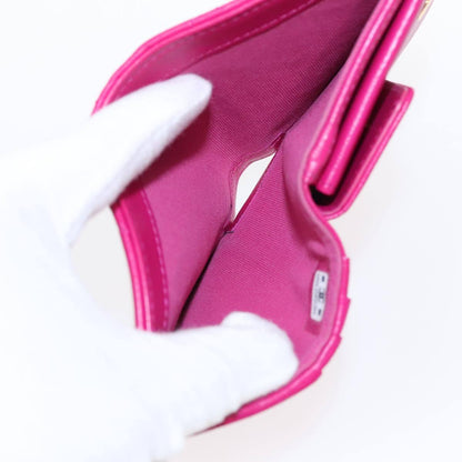 Chanel Textured CC Bifold Wallet Quilted Caviar, PINK, LEATHER, Wallets