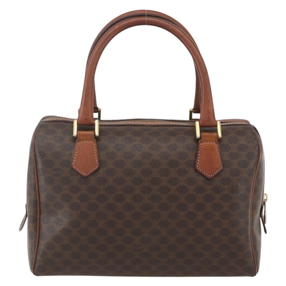 Celine Boston Bag Triomphe Coated Canvas, BROWN, CANVAS, Handbag