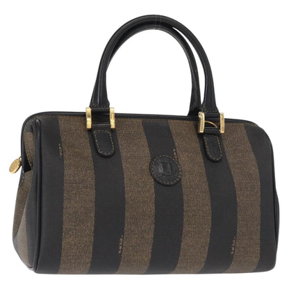 Fendi Vintage Pequin Convertible Boston Bag Coated Canvas, BROWN, CANVAS, Travel bag