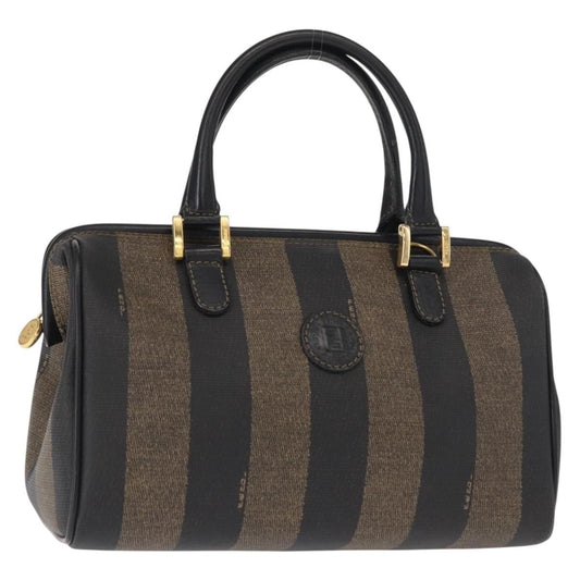 Fendi Vintage Pequin Convertible Boston Bag Coated Canvas, BROWN, CANVAS, Travel bag