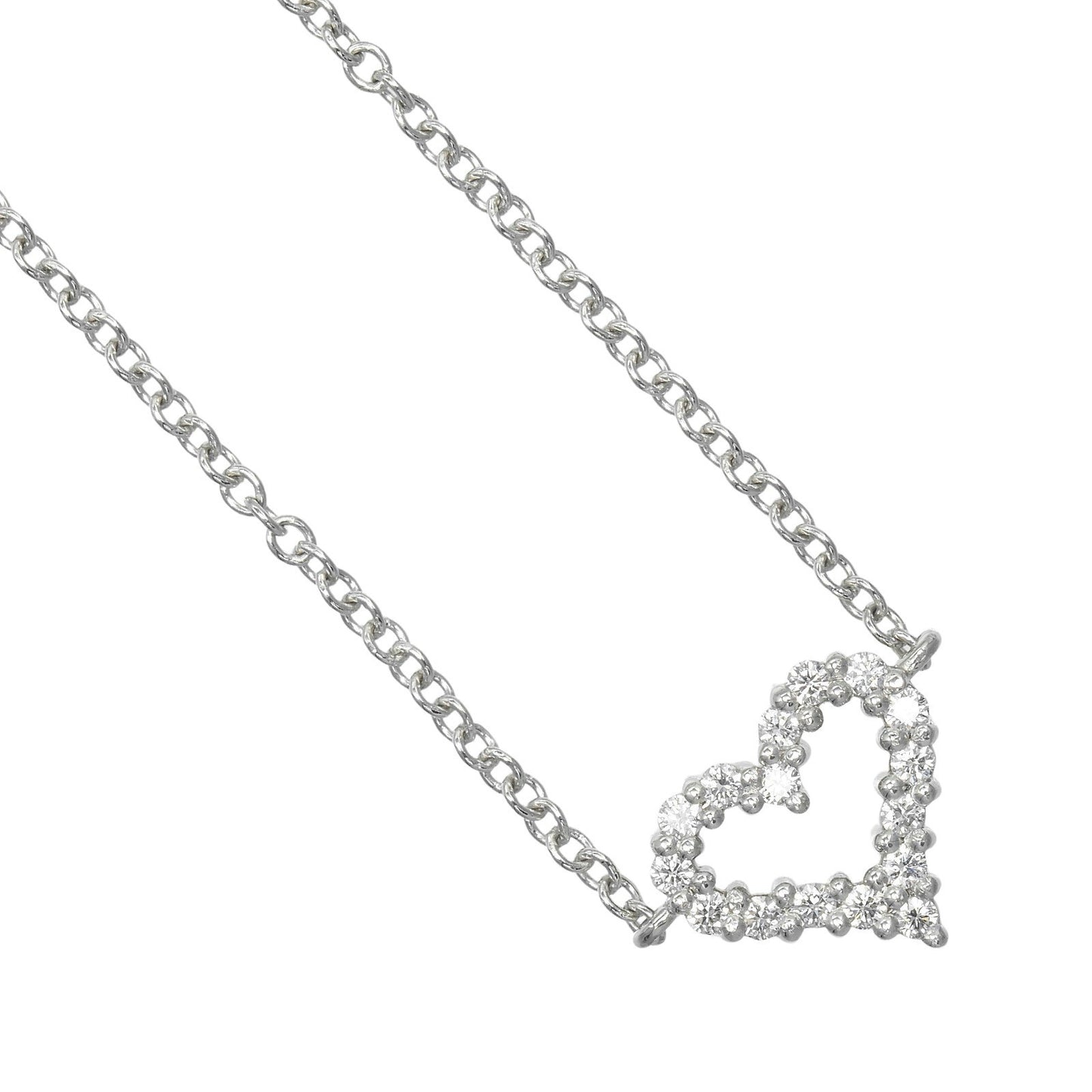 Tiffany & Co. Sentimental Heart 3 Diamond Pendant Necklace 18K Rose Gold with Diamonds, CLEAR, SILVER, Necklace