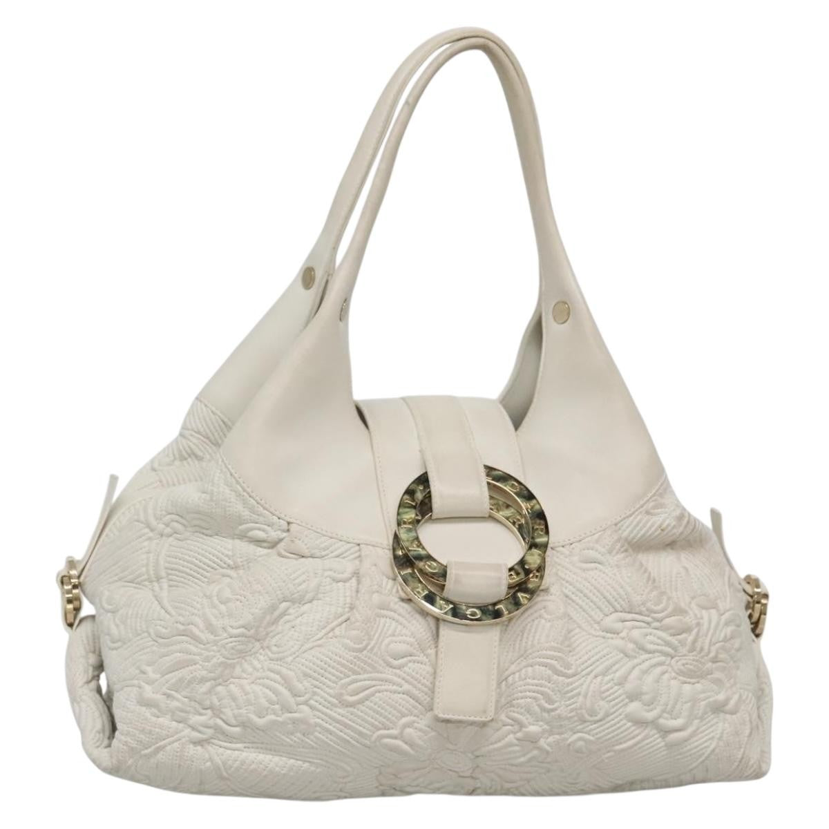 Bvlgari Chandra Hobo Leather, WHITE, LEATHER, Handbag