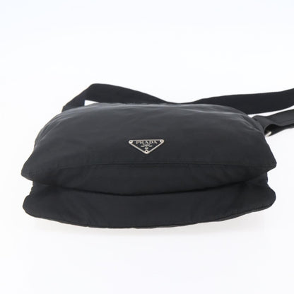 Prada Zip Messenger Quilted Tessuto, BLACK, NYLON, Shoulder bag