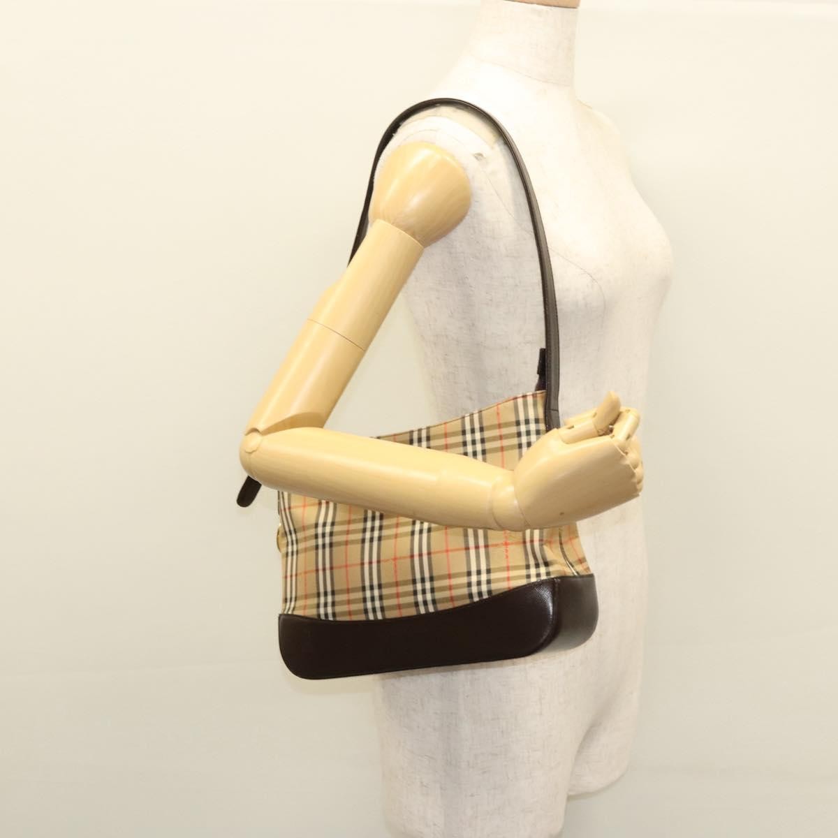 Burberry Shoulder Bag Nova Check Canvas, BEIGE, CANVAS, Shoulder bag
