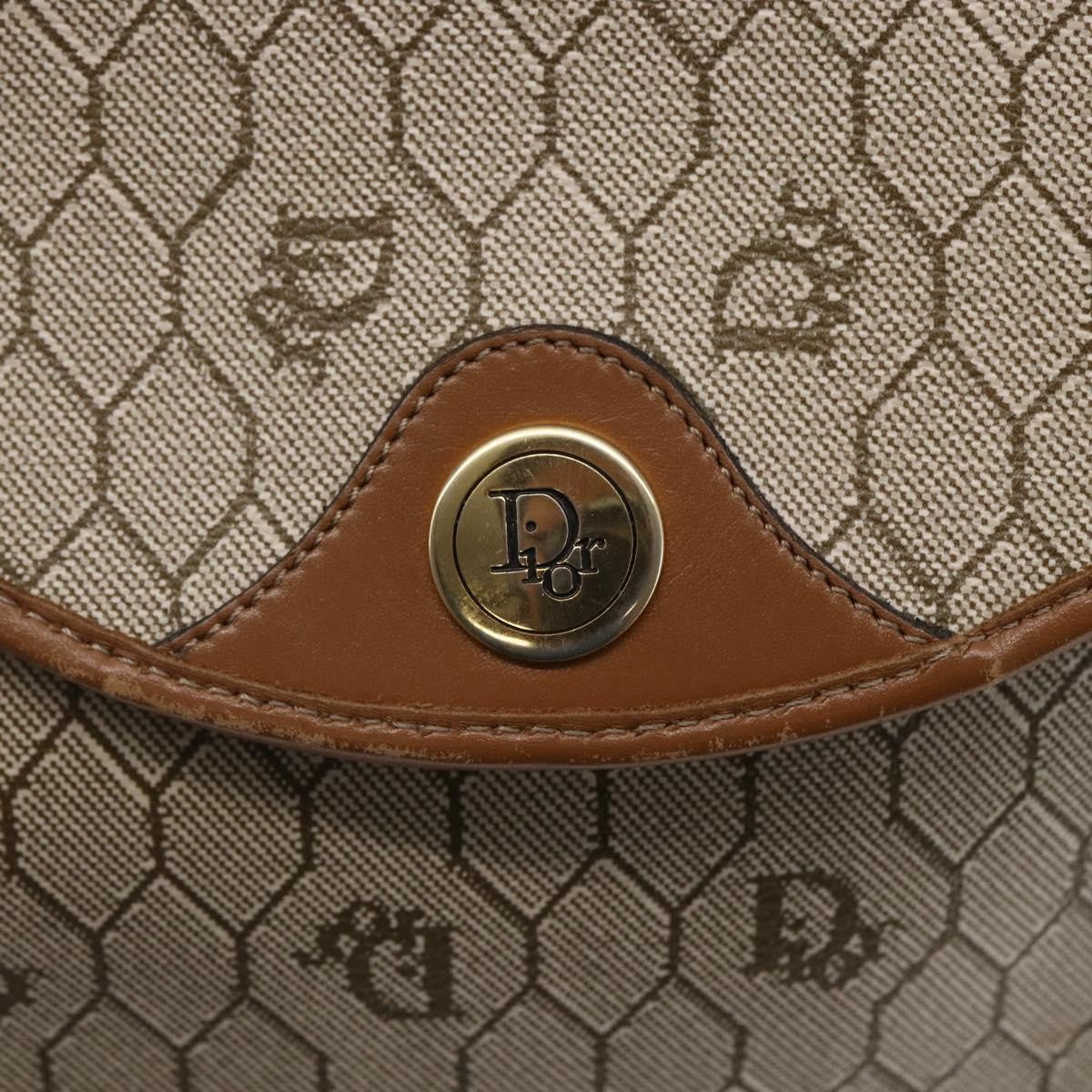 Christian Dior Vintage Honeycomb Flap Crossbody Bag Coated Canvas, BEIGE, CANVAS, Shoulder bag