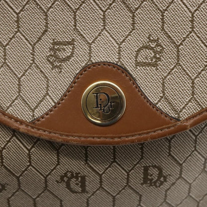 Christian Dior Vintage Honeycomb Flap Crossbody Bag Coated Canvas, BEIGE, CANVAS, Shoulder bag