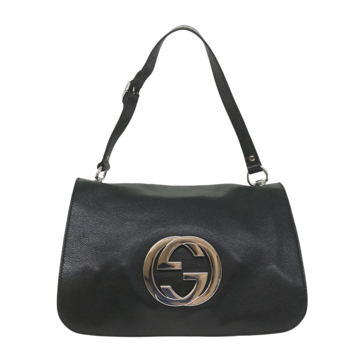 Gucci Blondie Flap Bag Leather, Black, Leather, Shoulder Bag