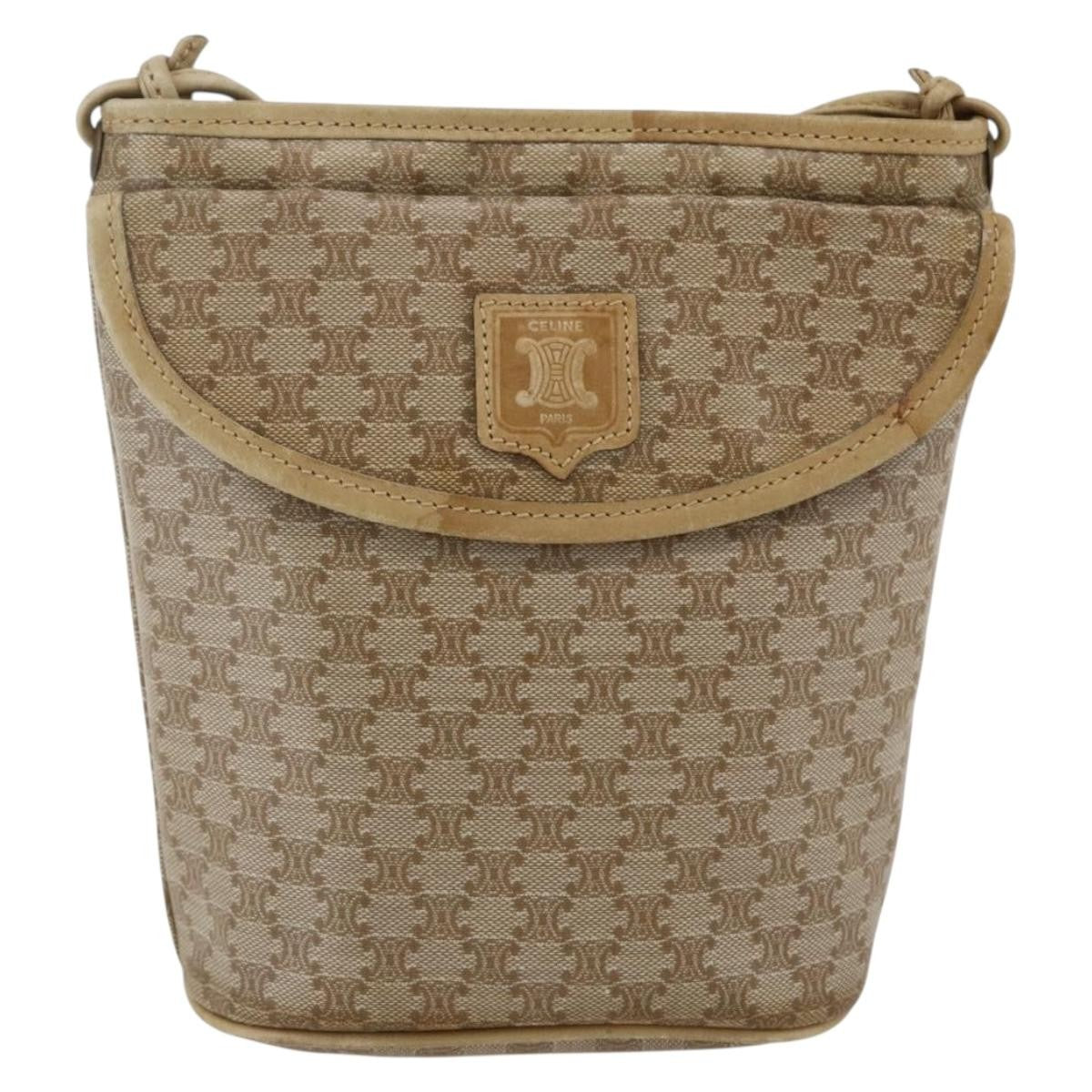 Celine Vintage Macadam Shoulder Bag Canvas, BEIGE, CANVAS, Shoulder bag