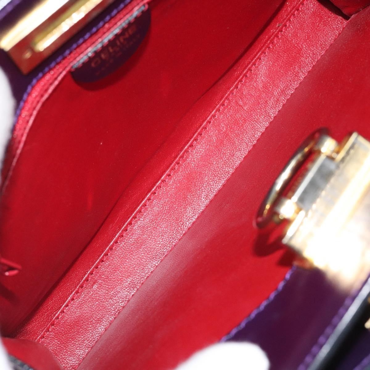 Celine Gancini Handbag Leather, PURPLE, LEATHER, Handbag