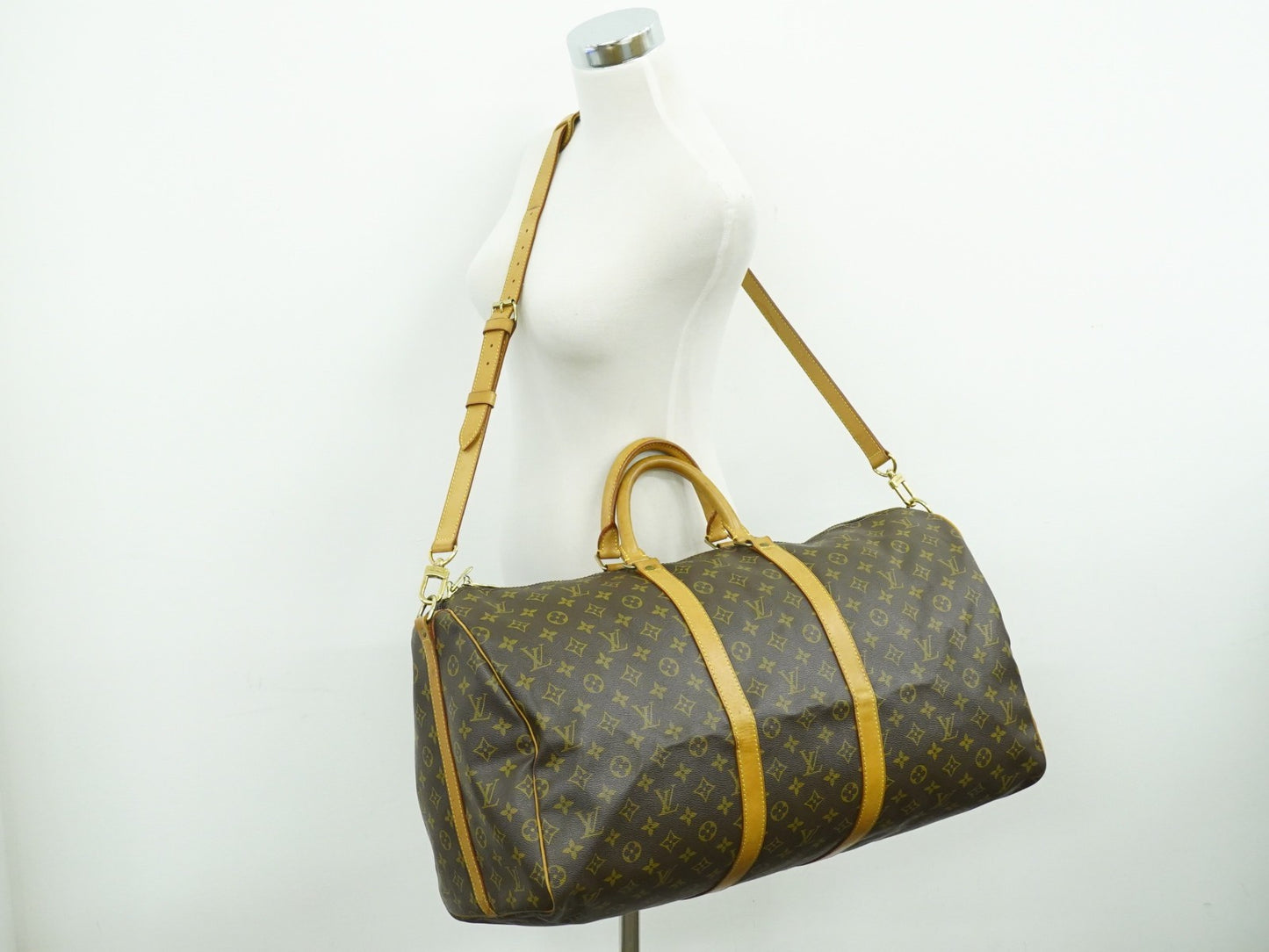Louis Vuitton Keepall Bandouliere Bag Monogram Canvas, BROWN, CANVAS, Travel bag