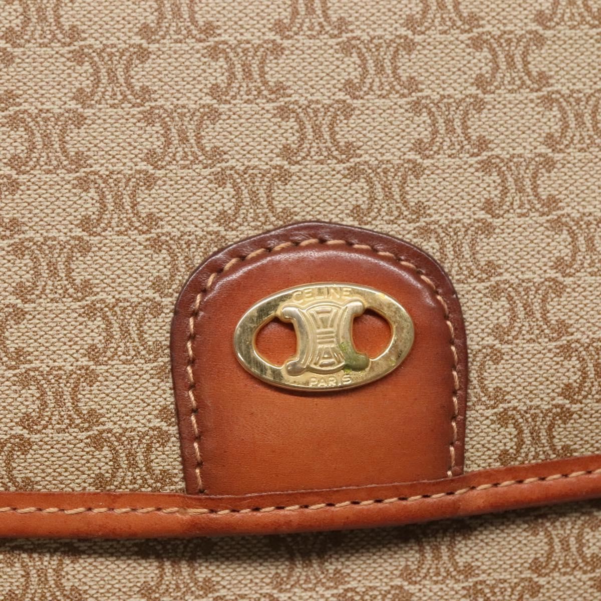 Celine Vintage Macadam Handbag Canvas and Leather, Beige, Canvas, Handbag