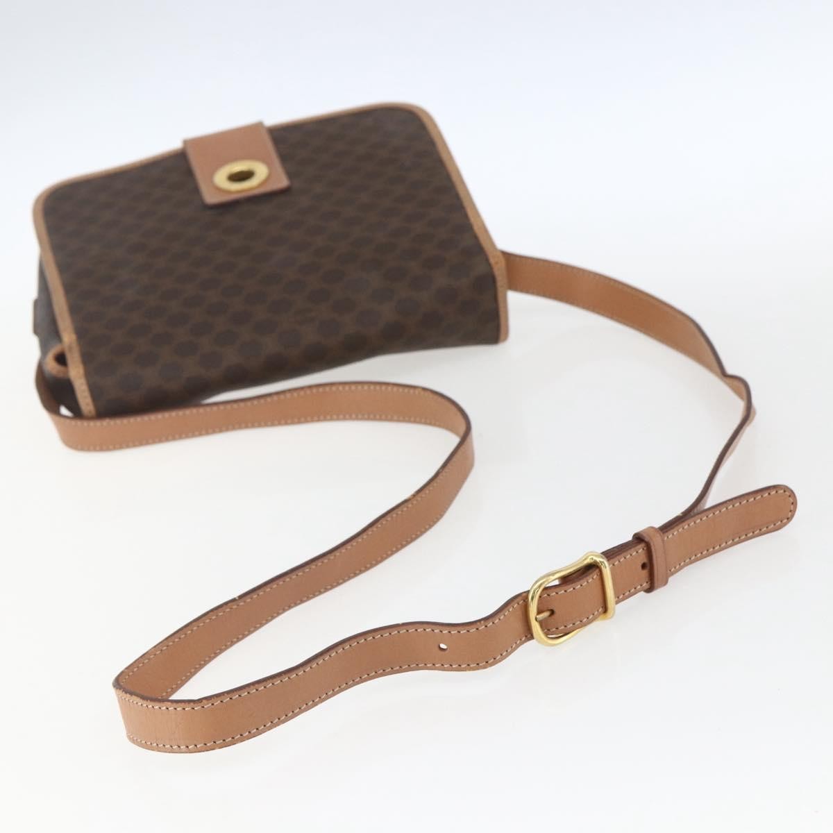 Celine Vintage Macadam Shoulder Bag Canvas and Leather, BROWN, CANVAS, Shoulder bag