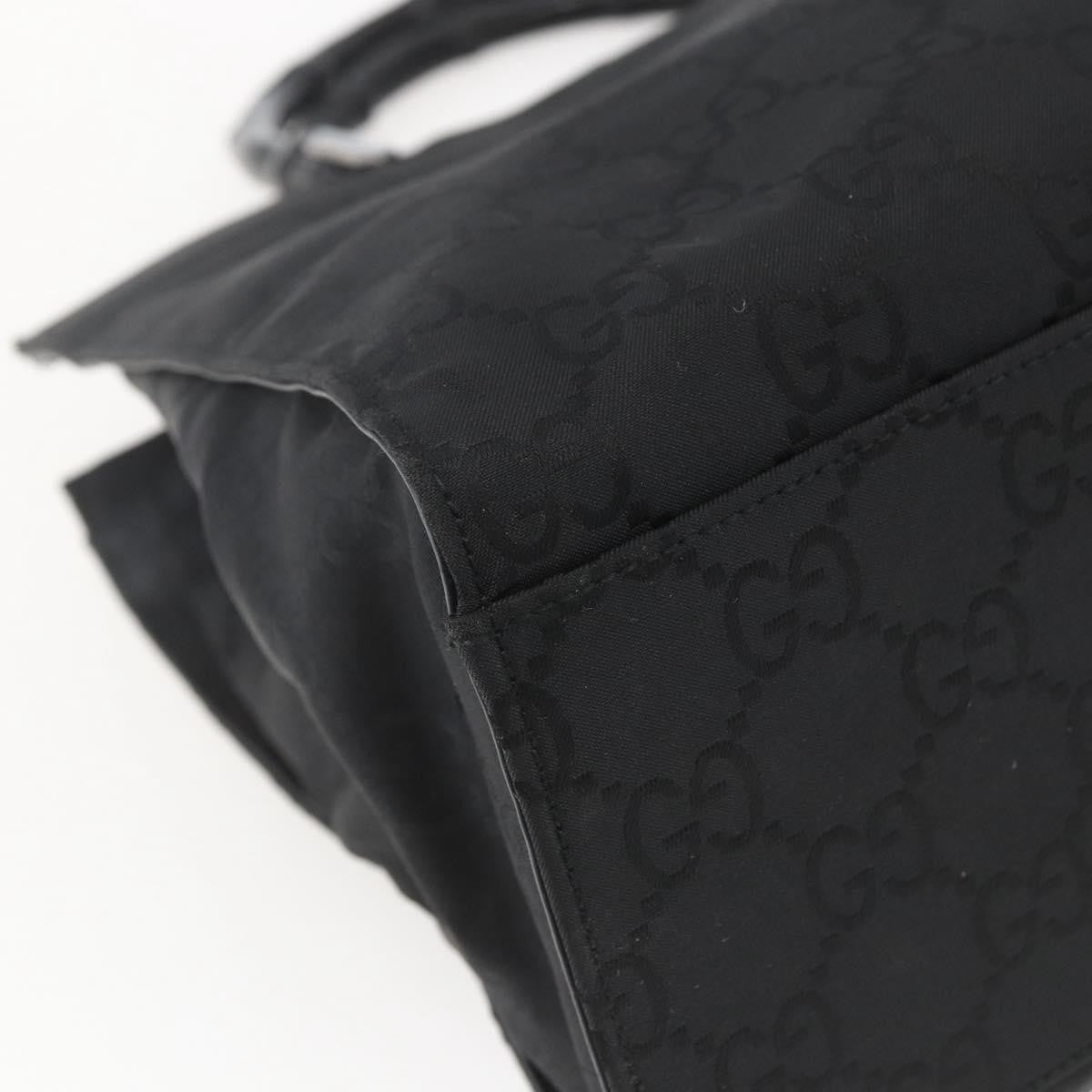 Gucci Vintage Bamboo Handle Tote GG Nylon, Black, Nylon, Tote Bag