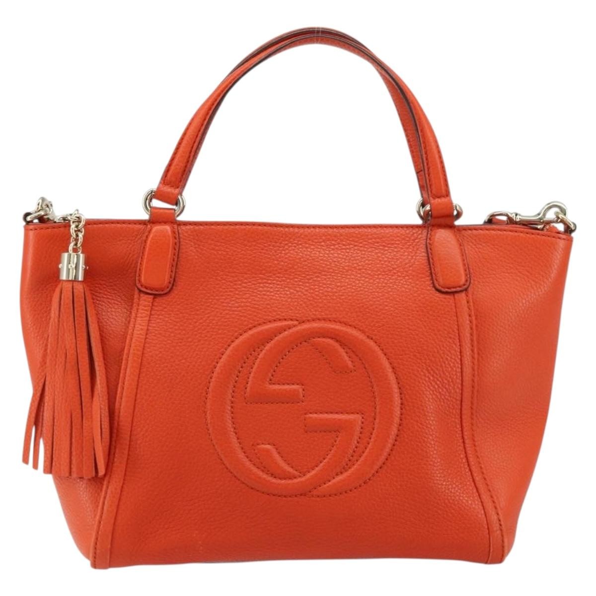 Gucci Soho Working Tote Leather, ORANGE, LEATHER, Handbag