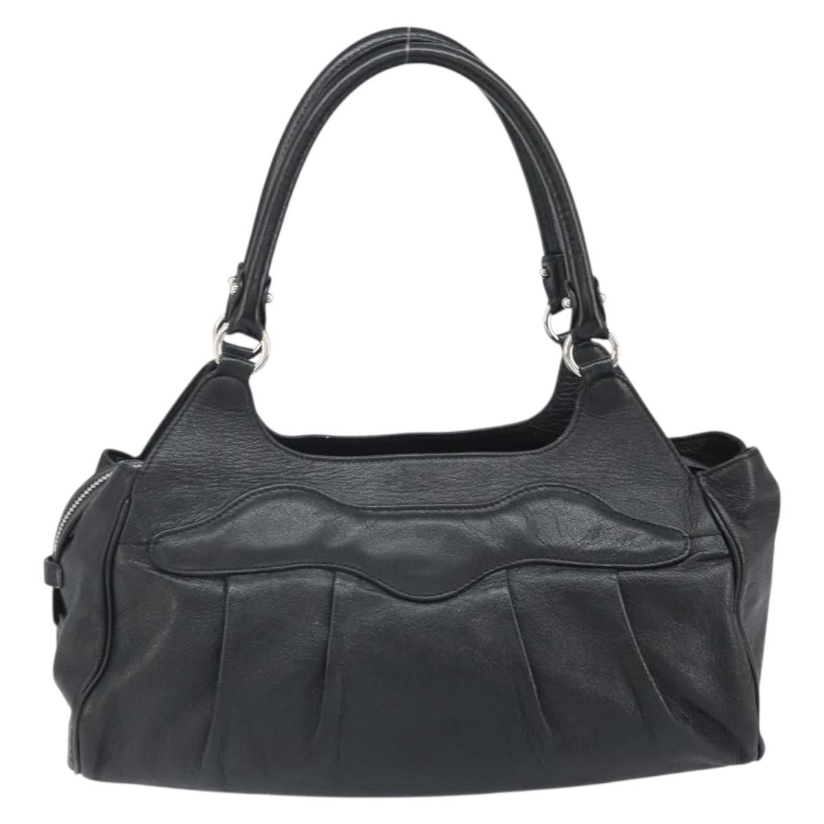 Salvatore Ferragamo Gancini handbag Leather, Black, Leather, Handbag