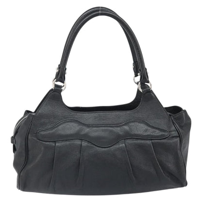 Salvatore Ferragamo Gancini handbag Leather, Black, Leather, Handbag