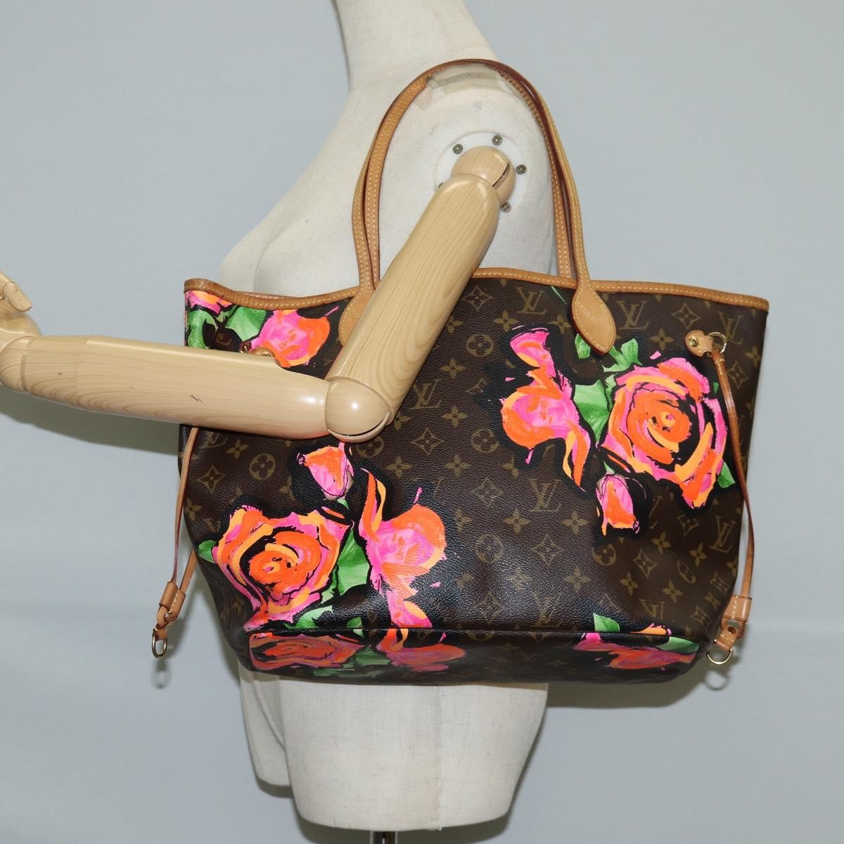 Louis Vuitton Neverfull Tote Limited Edition Monogram Roses, BROWN, CANVAS, Tote bag