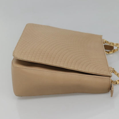 Bally Vintage Chain Shoulder Bag Quilted Leather, BEIGE, LEATHER, Shoulder bag