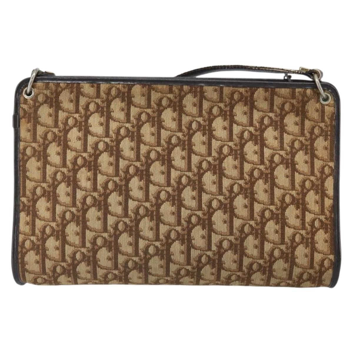 Christian Dior Vintage Trotter Shoulder Bag Canvas, BROWN, CANVAS, Shoulder bag