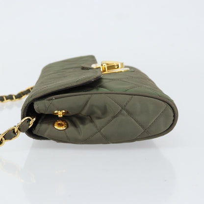 Prada Pushlock Chain Flap Bag Quilted Tessuto, KHAKI, NYLON, Shoulder bag