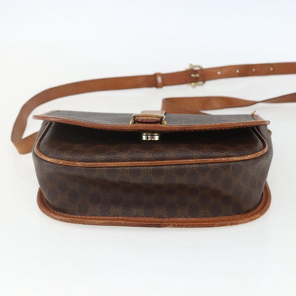 Celine Vintage Macadam Shoulder Bag Canvas and Leather, BROWN, CANVAS, Shoulder bag