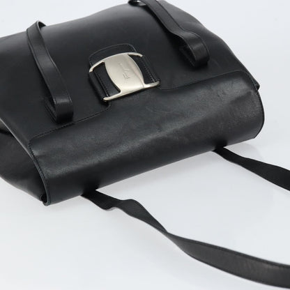Salvatore Ferragamo Vala Shoulder Bag Leather, BLACK, LEATHER, Tote bag