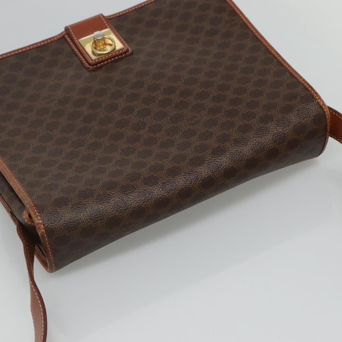 Celine Vintage Macadam Shoulder Bag Canvas and Leather, BROWN, CANVAS, Shoulder bag