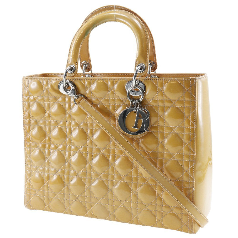 Christian Dior Lady Dior Bag Patent, BLACK, PATENT_LEATHER, Tote bag