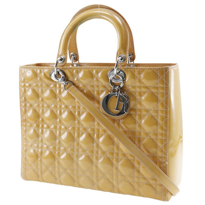 Christian Dior Lady Dior Bag Patent, BLACK, PATENT_LEATHER, Tote bag