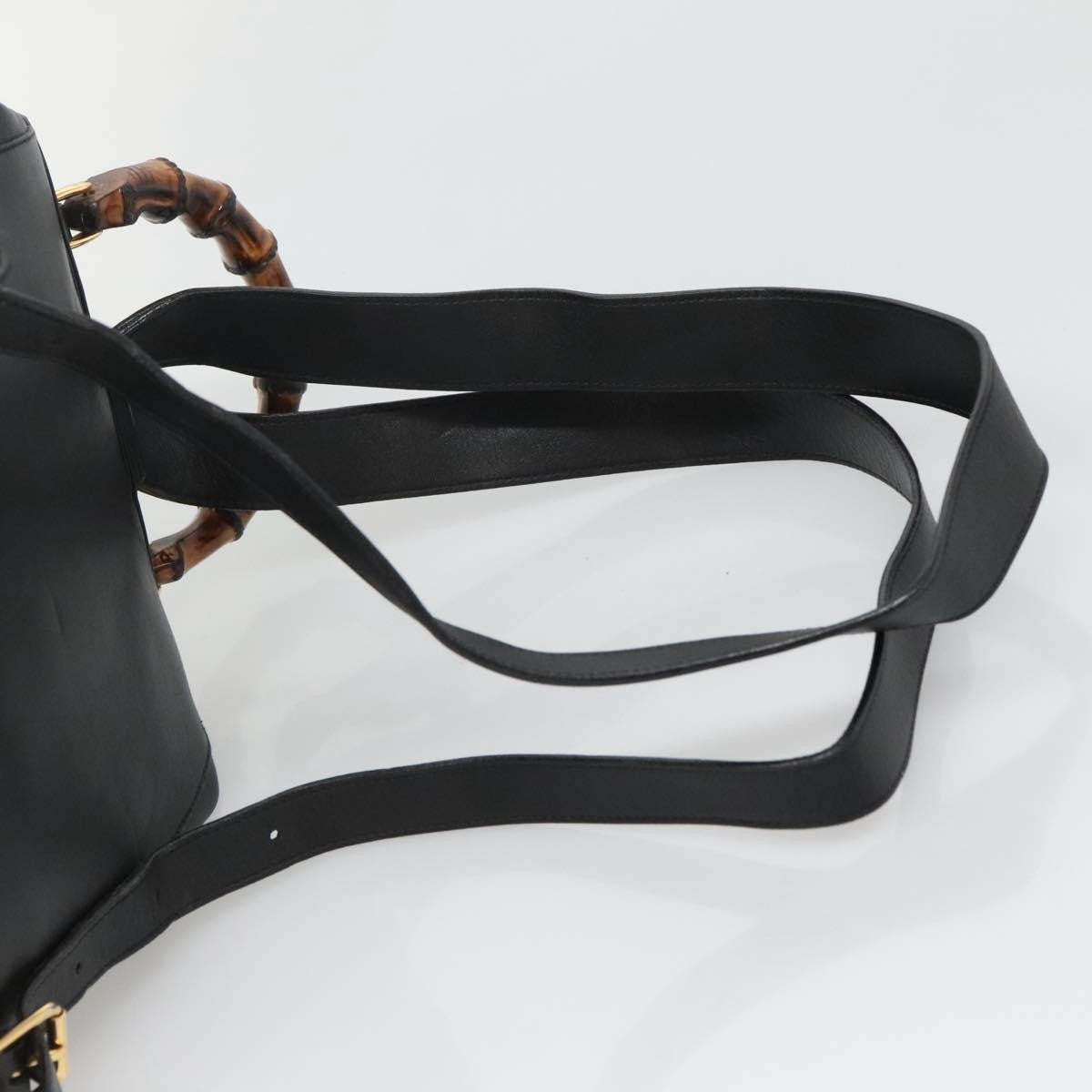 Gucci Vintage Bamboo Backpack Leather, BLACK, LEATHER, Backpack