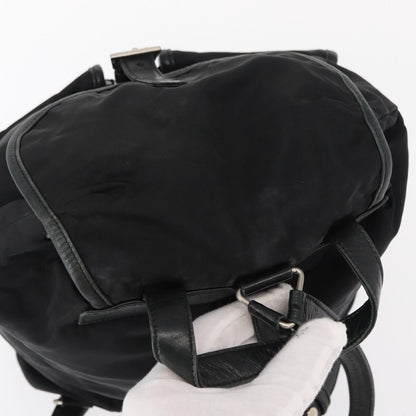 Prada Vela Double Front Pocket Backpack Tessuto with Saffiano Leather, BLACK, NYLON, Backpack