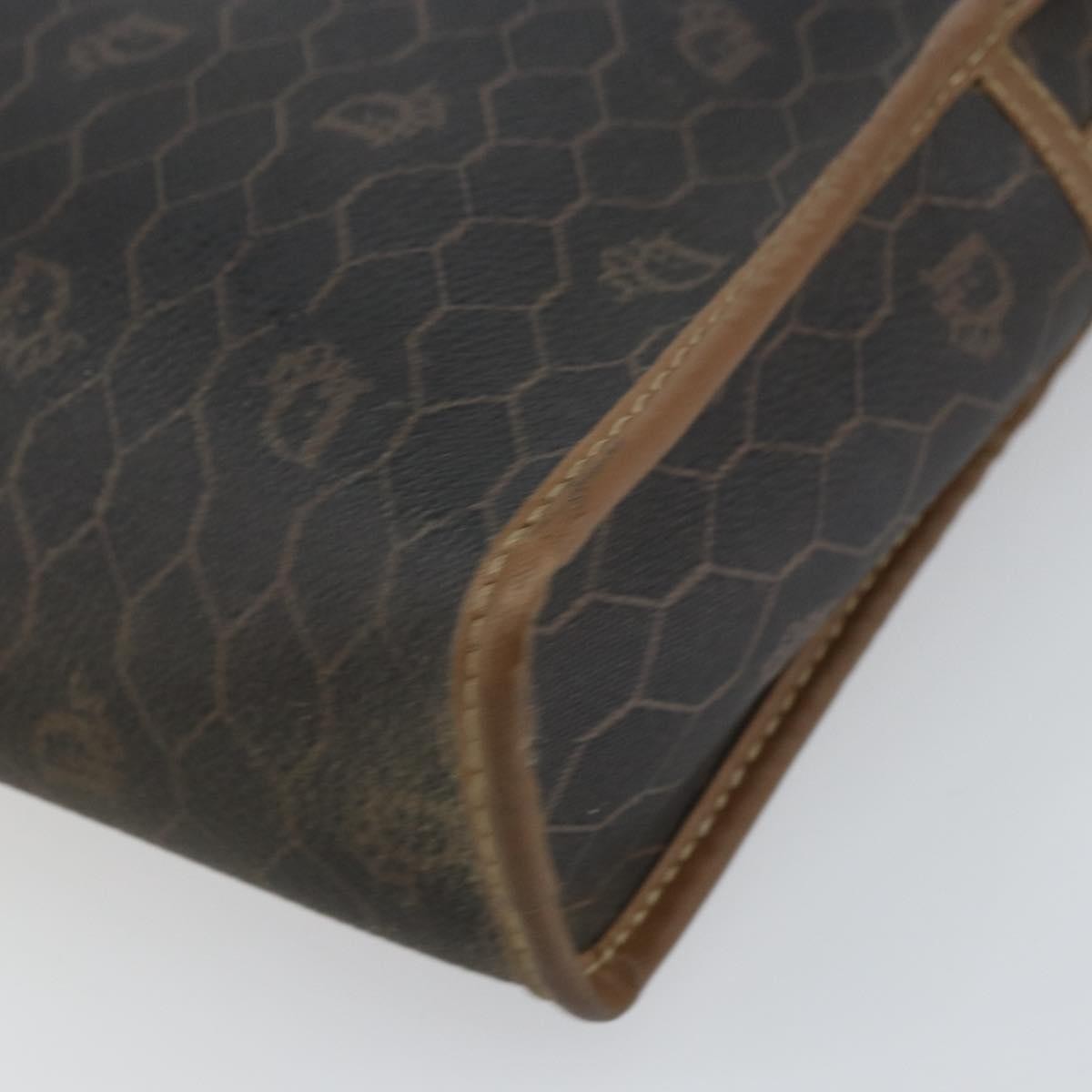 Christian Dior Vintage Honeycomb Zip Pouch Canvas and Leather, BLACK, CANVAS, Clutche & pouche