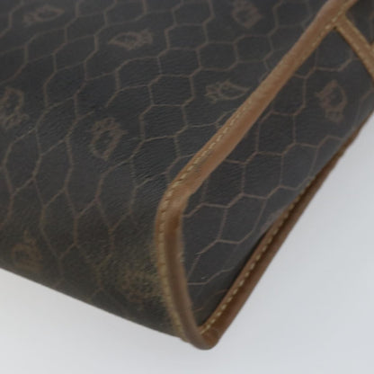 Christian Dior Vintage Honeycomb Zip Pouch Canvas and Leather, BLACK, CANVAS, Clutche & pouche