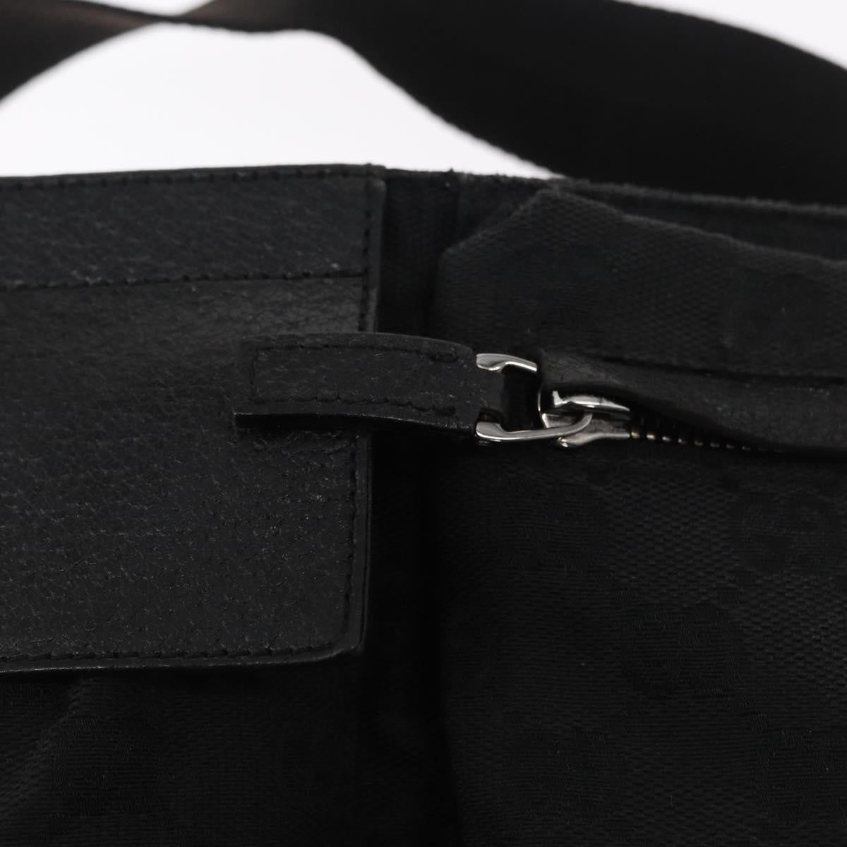 Gucci Vintage Double Belt Bag GG Canvas with Leather, BLACK, CANVAS, Clutche & pouche